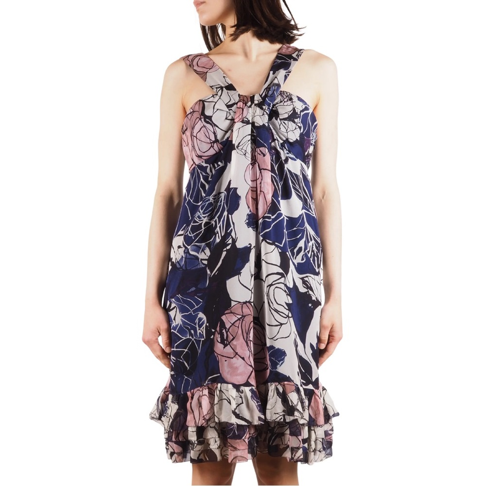 Diane Von Furstenberg Halter Neck Floral Silk Dress NWT